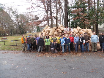 Boy Scouts and bags of leves, December 2023 workday